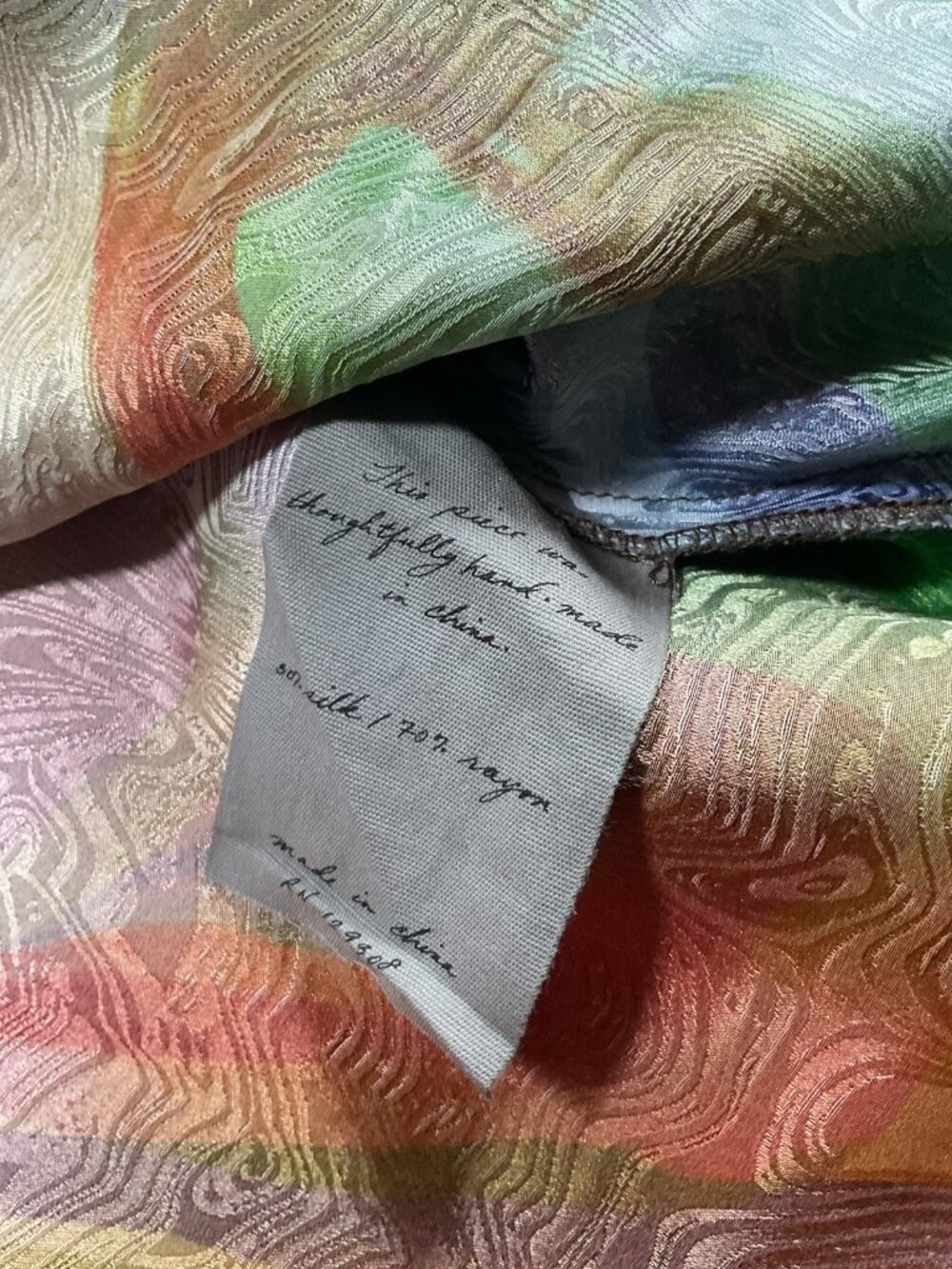 Raquel Allegra Dress Silk Rayon Print Kennedy Midi Multi Wave Size 00 Sleeveless - Picture 7 of 15
